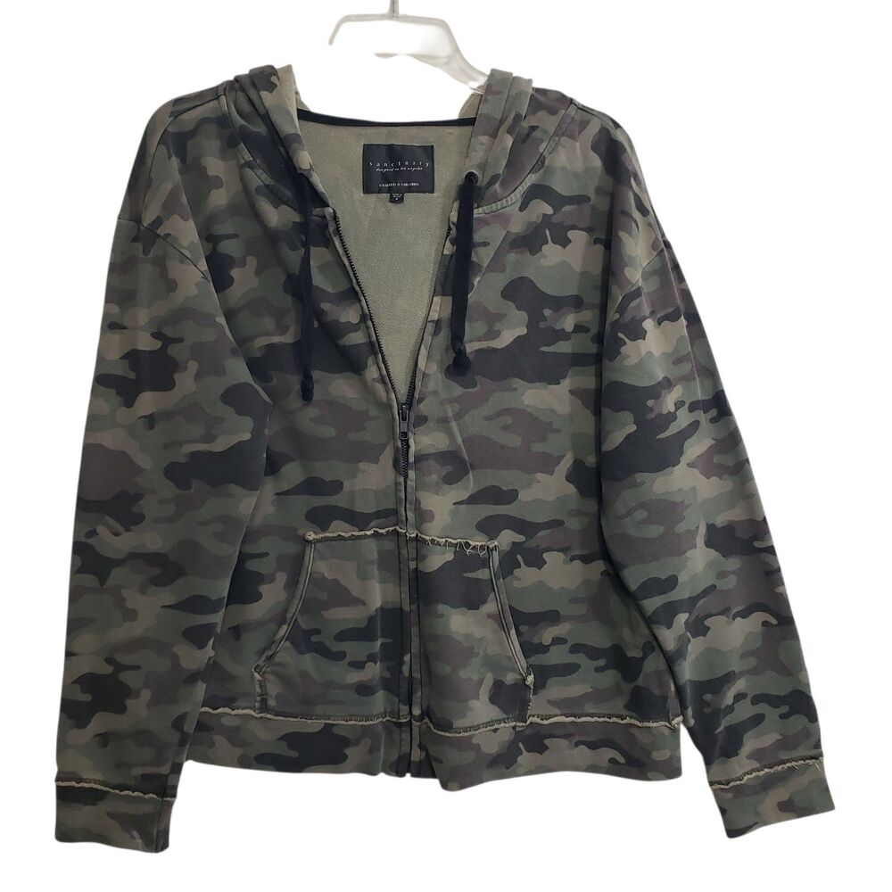 Sanctuary Camo Crafted & Tailored Hoodie, Size Small